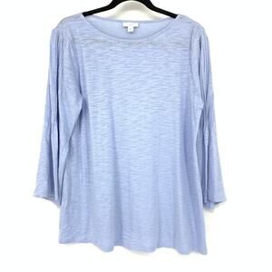 J. Jill 3/4 Flared Sleeve Boatneck Slub Knit Top Womens Size Small Light Blue